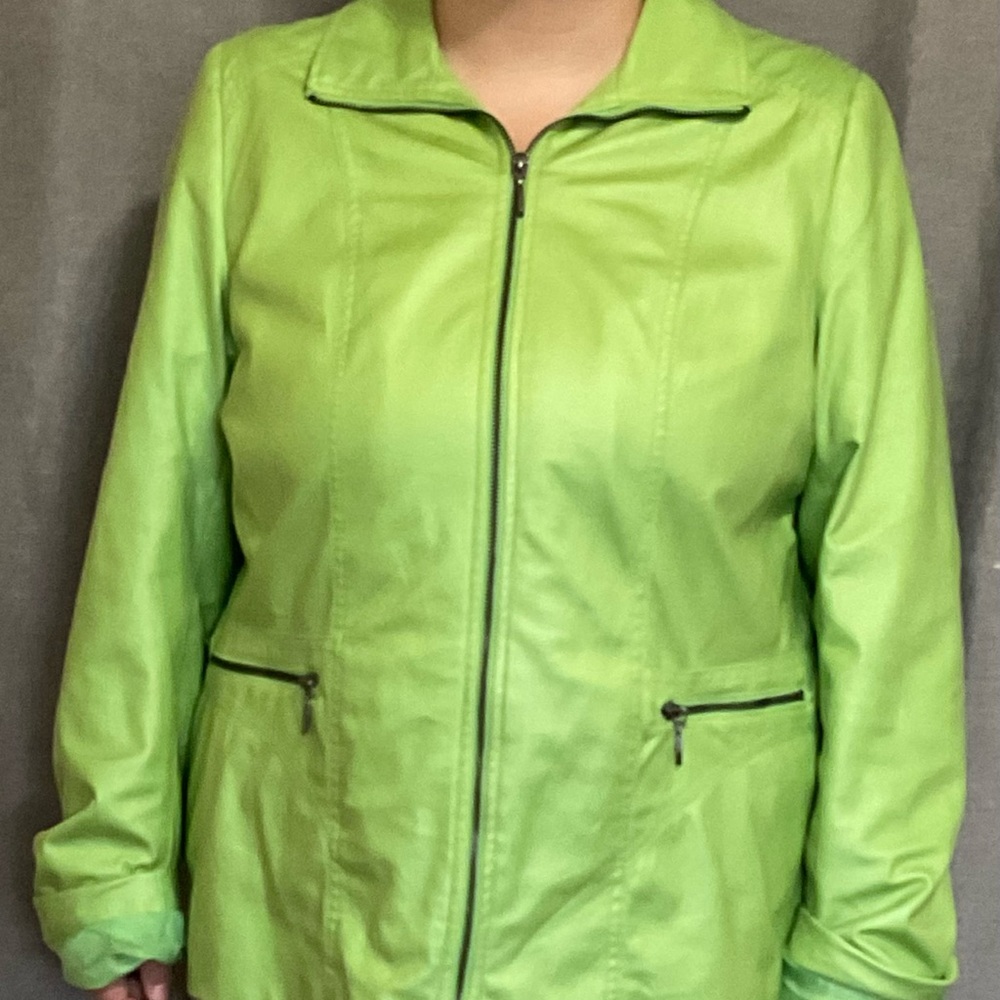Lime green vegan leather jacket size 18 fully lined